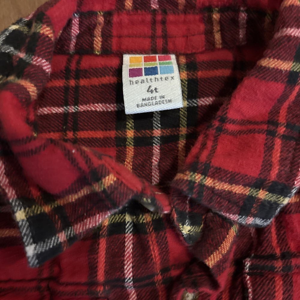 Healthtex Vintage Flannel Western Button Up Shirt Red Kids Size 4T - Picture 2 of 4